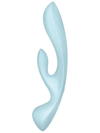 Двухсторонний вибратор-кролик Satisfyer Triple Oh Light Blue, 3 мотора, рукоятка-массажер || Двосторонній вібратор-кролик Satisfyer Triple Oh Light Blue, 3 мотори, руків’я-масажер