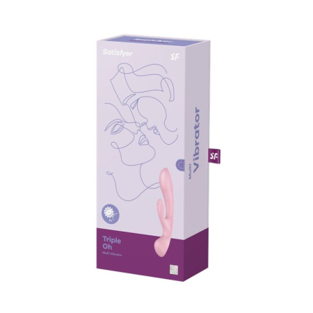Двусторонний вибратор-кролик Satisfyer Triple Oh Pink, 3 мотора, рукоятка-массажер || Двосторонній вібратор-кролик Satisfyer Triple Oh Pink, 3 мотори, руків’я-масажер