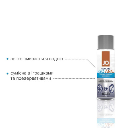 Анальная смазка JO ANAL H2O — COOLING (60 мл) охлаждающая, на водной основе || Анальна змазка JO ANAL H2O — COOLING (60 мл) охолоджувальна, на водній основі