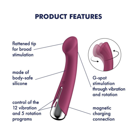Вибратор с ротацией Satisfyer Spinning G-Spot 1 Red, плоская площадка для стимуляции точки G || Вібратор з ротацією Satisfyer Spinning G-Spot 1 Red, плоский майданчик для стимуляції точки G