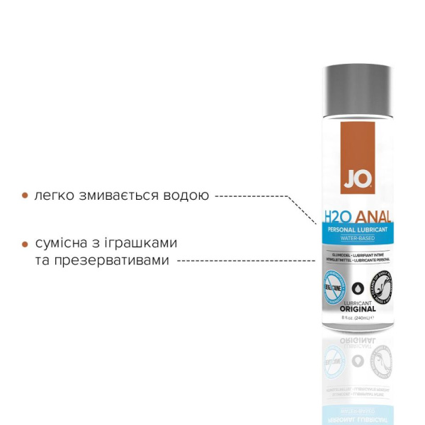 Анальная смазка JO ANAL H2O — ORIGINAL (240 мл) на водной основе, растительный глицерин