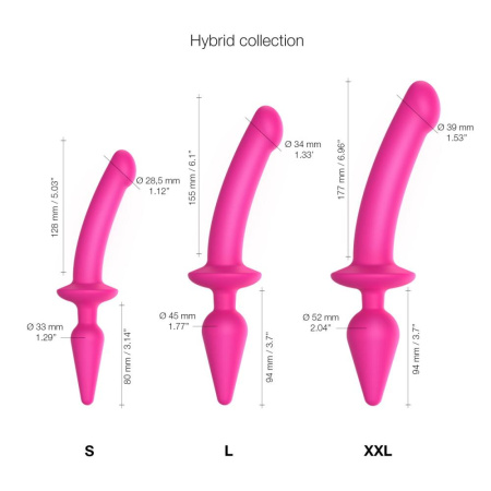 Анальная пробка с дилдо 2в1 Strap-On-Me SWITCH PLUG-IN DILDO Fuchsia L, диаметр 4,5/3,4 см || Анальна пробка з дилдо 2в1 Strap-On-Me SWITCH PLUG-IN DILDO Fuchsia L, діаметр 4,5/3,4 см