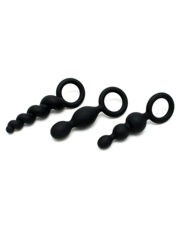 Набор анальных игрушек Satisfyer Plugs black (set of 3) - Booty Call, макс. диаметр 3 см || Набір анальних іграшок Satisfyer Plug black (set of 3) - Booty Call, макс. діаметр 3 см