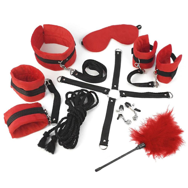 БДСМ-набор Art of Sex – Soft Touch BDSM Set, красный, 9 предметов